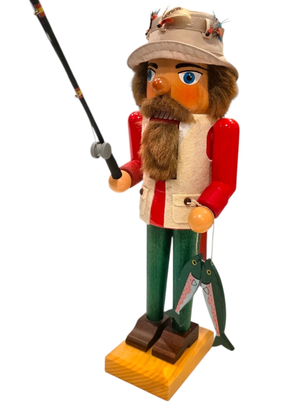 Vintage 12" Franz Karl Fly Fisherman Erzgebirge Volkskunst German Nutcracker